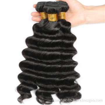 100% Unprocessed Virgin Cuticle Aligned Deep Wave Non-Remy Human Weft Natural Black Human Hair Extension 100g/Bundle